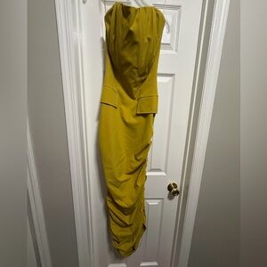 Akira Mustard Strapless Maxi Dress